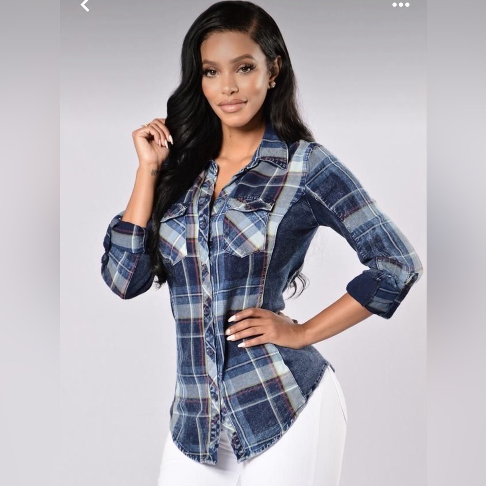 Favorite Flannel Top - Indigo - Large